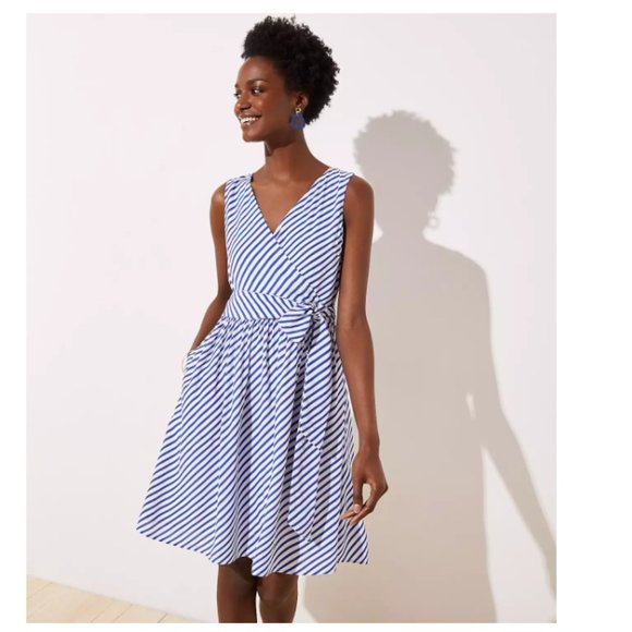 loft blue and white dress LOFT White Half Button Dress with Blue Floral Print- Size 0  The Saved  Collection